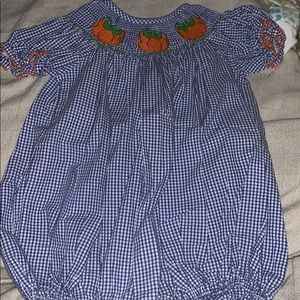 Pumpkin smocked romper
